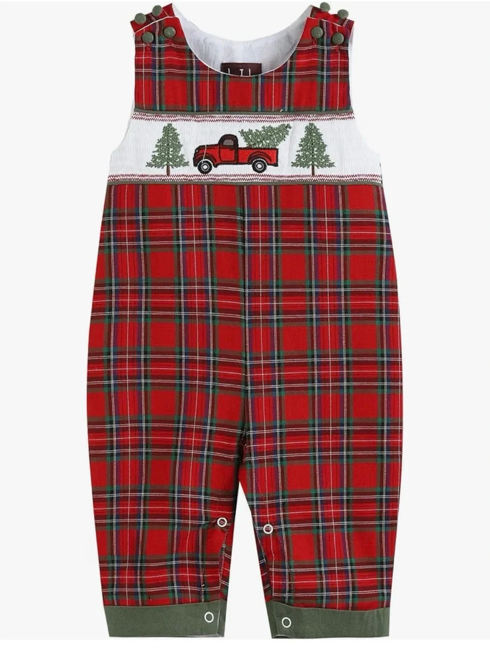 Red Plaid Smocked Truck Pajama Set - Classic Kids Sleepwear